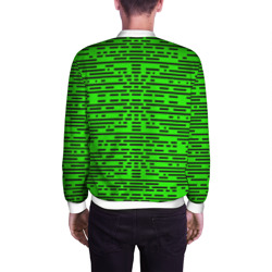 Бомбер с принтом Чёрные полосы на зелёном фоне для мужчины, вид на модели сзади №2. Цвет основы: белый