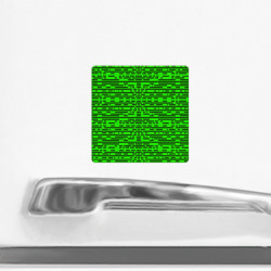 Магнит с принтом Чёрные полосы на зелёном фоне для любого человека, вид спереди №2. Цвет основы: белый