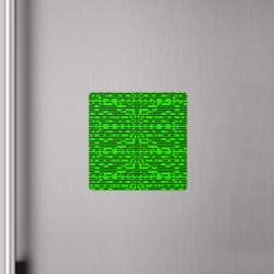 Магнит с принтом Чёрные полосы на зелёном фоне для любого человека, вид спереди №4. Цвет основы: белый