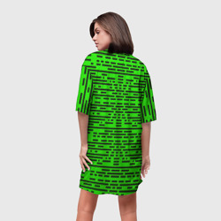 Платье с принтом Чёрные полосы на зелёном фоне для женщины, вид на модели сзади №2. Цвет основы: белый
