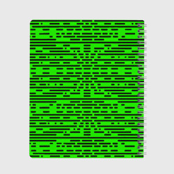 Тетрадь с принтом Чёрные полосы на зелёном фоне для любого человека, вид сзади №1. Цвет основы: точка