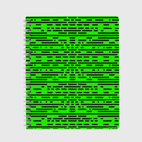 Тетрадь с принтом Чёрные полосы на зелёном фоне, вид спереди №1