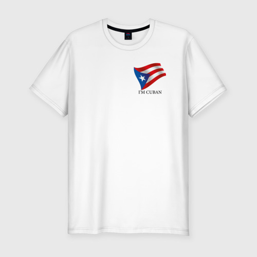 Мужская приталенная футболка из хлопка с принтом I'm Cuban - motto, вид спереди №1