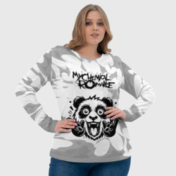 Лонгслив с принтом My Chemical Romance рок панда на светлом фоне для женщины, вид на модели спереди №4. Цвет основы: белый