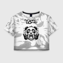 Женская футболка Crop-top 3D My Chemical Romance рок панда на светлом фоне