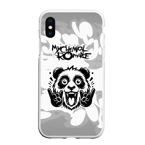 Чехол для iPhone XS Max матовый с принтом My Chemical Romance рок панда на светлом фоне, вид спереди №1