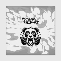 Холст с принтом My Chemical Romance рок панда на светлом фоне для любого человека, вид спереди №2. Цвет основы: белый