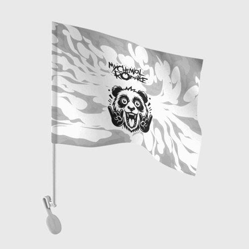 Флаг для автомобиля с принтом My Chemical Romance рок панда на светлом фоне, вид спереди №1