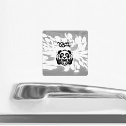 Магнит с принтом My Chemical Romance рок панда на светлом фоне для любого человека, вид спереди №2. Цвет основы: белый