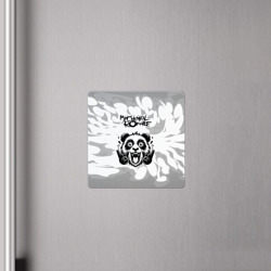 Магнит с принтом My Chemical Romance рок панда на светлом фоне для любого человека, вид спереди №4. Цвет основы: белый
