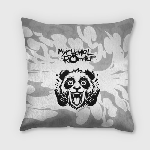 Подушка с принтом My Chemical Romance рок панда на светлом фоне, вид спереди №1