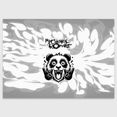 Поздравительная открытка с принтом My Chemical Romance рок панда на светлом фоне, вид спереди №1