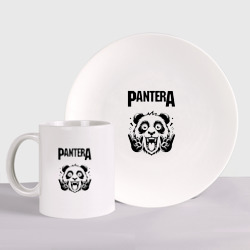 Pantera - rock panda – Набор: тарелка + кружка с принтом купить