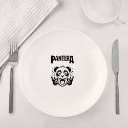 Набор: тарелка кружка с принтом Pantera - rock panda для любого человека, вид спереди №4. Цвет основы: белый