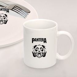 Набор: тарелка кружка с принтом Pantera - rock panda для любого человека, вид спереди №2. Цвет основы: белый