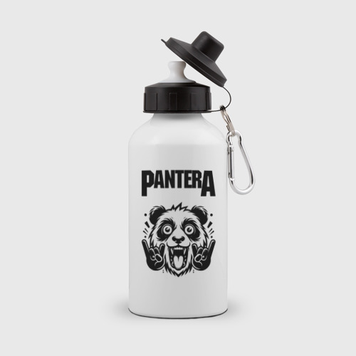 Бутылка спортивная с принтом Pantera - rock panda, вид спереди №1