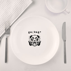 Набор: тарелка кружка с принтом Garbage - rock panda для любого человека, вид спереди №4. Цвет основы: белый