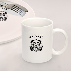 Набор: тарелка кружка с принтом Garbage - rock panda для любого человека, вид спереди №2. Цвет основы: белый