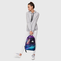 Рюкзак с принтом Imagine Dragons space rock для любого человека, вид спереди №6. Цвет основы: белый