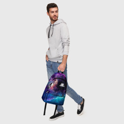 Рюкзак с принтом Imagine Dragons space rock для любого человека, вид спереди №5. Цвет основы: белый