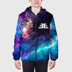 Куртка с принтом Imagine Dragons space rock для мужчины, вид на модели спереди №3. Цвет основы: черный