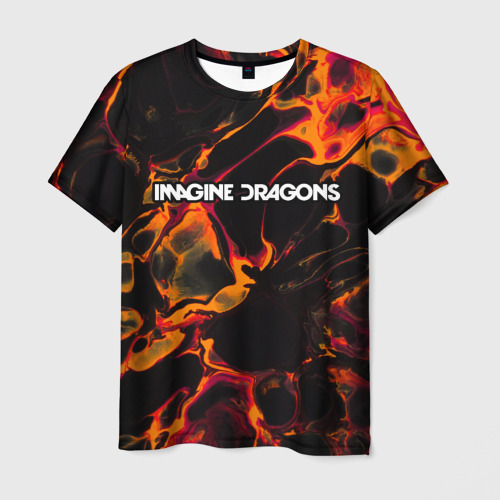 Мужская футболка с принтом Imagine Dragons red lava, вид спереди №1