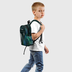 Рюкзак с принтом Opel sport glitch blue для ребенка, вид сзади №1. Цвет основы: белый