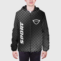 Куртка с принтом Genesis sport carbon для мужчины, вид на модели спереди №3. Цвет основы: черный