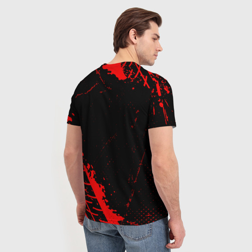 Мужская футболка 3D с принтом Genesis red sport tires, вид сзади #2