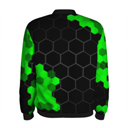 Бомбер с принтом Jaguar green sport hexagon для мужчины, вид сзади №1. Цвет основы: черный
