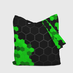 Шоппер с принтом Jaguar green sport hexagon для любого человека, вид сзади №2. Цвет основы: белый