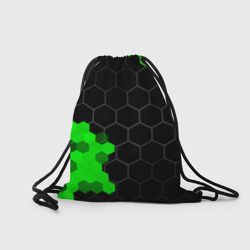 Рюкзак с принтом Jaguar green sport hexagon для любого человека, вид сзади №1. Цвет основы: белый