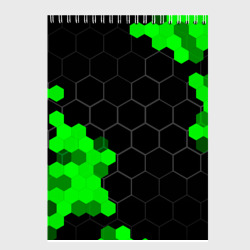 Скетчбук с принтом Jaguar green sport hexagon для любого человека, вид сзади №1. Цвет основы: белый