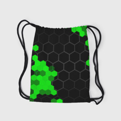 Рюкзак с принтом Jaguar green sport hexagon для любого человека, вид сзади №2. Цвет основы: белый
