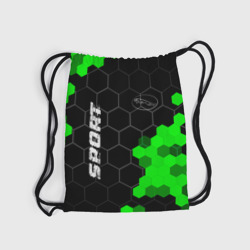Рюкзак с принтом Jaguar green sport hexagon для любого человека, вид спереди №5. Цвет основы: белый