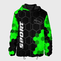 Мужская куртка 3D Jaguar green sport hexagon