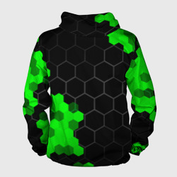Ветровка с принтом Jaguar green sport hexagon для мужчины, вид сзади №1. Цвет основы: черный