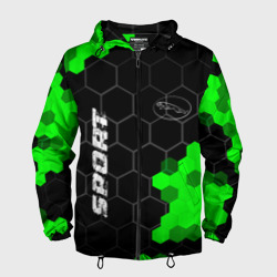 Мужская ветровка 3D Jaguar green sport hexagon