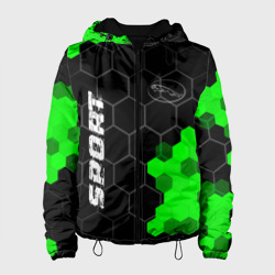 Женская куртка 3D Jaguar green sport hexagon