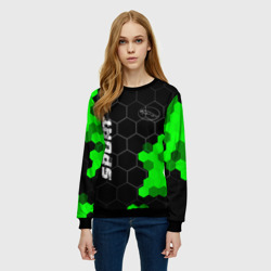 Женский свитшот 3D Jaguar green sport hexagon - фото 2