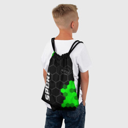 Рюкзак с принтом Jaguar green sport hexagon для любого человека, вид спереди №3. Цвет основы: белый