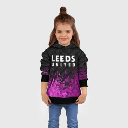 Толстовка с принтом Leeds United pro football посередине для ребенка, вид на модели спереди №3. Цвет основы: черный
