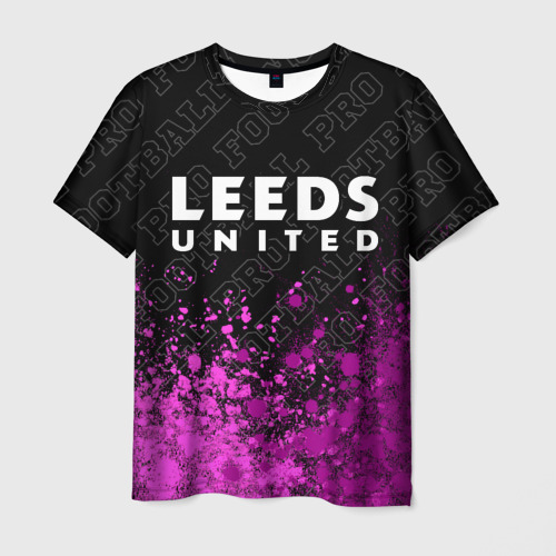 Мужская футболка с принтом Leeds United pro football посередине, вид спереди №1