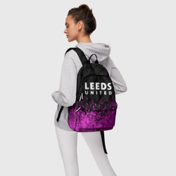 Рюкзак с принтом Leeds United pro football посередине для любого человека, вид спереди №4. Цвет основы: белый