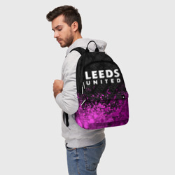 Рюкзак с принтом Leeds United pro football посередине для любого человека, вид спереди №2. Цвет основы: белый