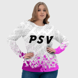 Лонгслив с принтом PSV pro football посередине для женщины, вид на модели спереди №4. Цвет основы: белый