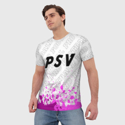 Футболка с принтом PSV pro football посередине для мужчины, вид на модели спереди №2. Цвет основы: белый