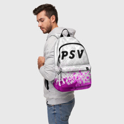 Рюкзак с принтом PSV pro football посередине для любого человека, вид спереди №2. Цвет основы: белый