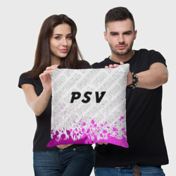 Подушка с принтом PSV pro football посередине для любого человека, вид спереди №2. Цвет основы: 3d (велсофт)