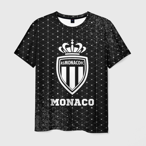 Мужская футболка с принтом Monaco sport на темном фоне, вид спереди №1